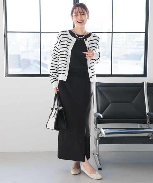 GLOBAL WORK(グローバルワーク)の「スゴラクストレッチIラインスカート/993234(スカート・レディース・チャコールグレー/ピンク系/ブラック/ライトベージュ・MEDIUM/LARGE)」の6枚目の写真