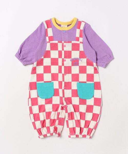 BABYDOLL（ベビードール）の「サロペット 風 長袖 2WAY オール 9143B（ロンパース・キッズ・ブラック/ピンク・50-70cm）」の4枚目の写真