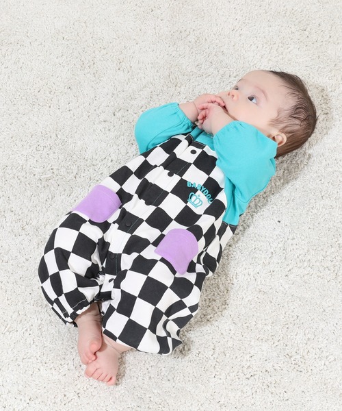 BABYDOLL（ベビードール）の「サロペット 風 長袖 2WAY オール 9143B（ロンパース・キッズ・ブラック/ピンク・50-70cm）」の5枚目の写真