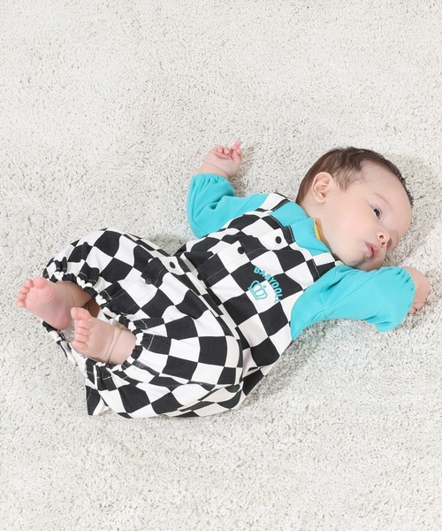 BABYDOLL（ベビードール）の「サロペット 風 長袖 2WAY オール 9143B（ロンパース・キッズ・ブラック/ピンク・50-70cm）」の8枚目の写真