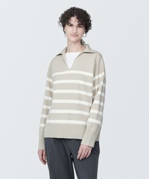 婦人 洗えるミラノリブ編みスキッパーポロセーター
