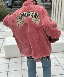 mi via loca | ハーフジップ BACKモチーフロゴ刺繍 ボアトップス(スウェット)
