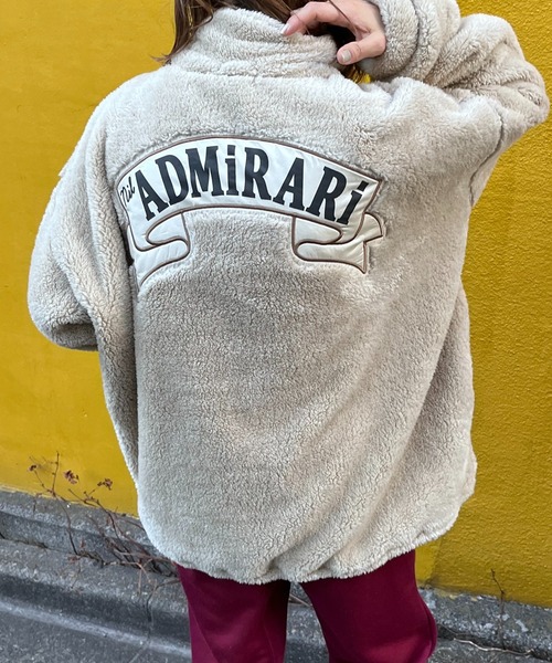 mi via loca(ミヴィアロカ)の「バックモチーフロゴ刺繍 ボア ドロスト ハーフジップ プルオーバー(スウェット・レディース・チャコールグレー/ベージュ/ピンク・FREE)」の18枚目の写真