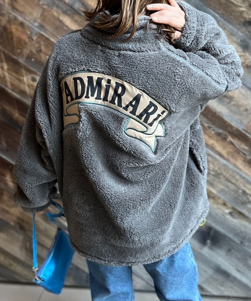 mi via loca(ミヴィアロカ)の「バックモチーフロゴ刺繍 ボア ドロスト ハーフジップ プルオーバー(スウェット・レディース・チャコールグレー/ベージュ/ピンク・FREE)」の20枚目の写真