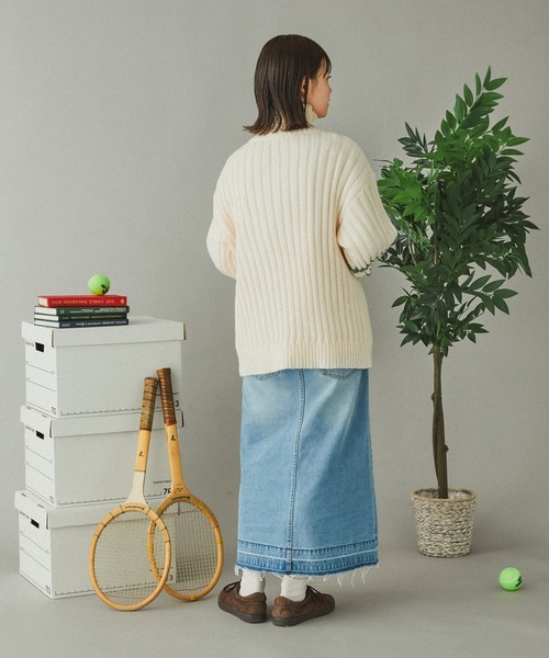 Adoon plain(アドーンプレーン)の「畦編みラインハーフジップニット(ニット/セーター・メンズ・ネイビー/アイボリー・LARGE/MEDIUM)」の10枚目の写真