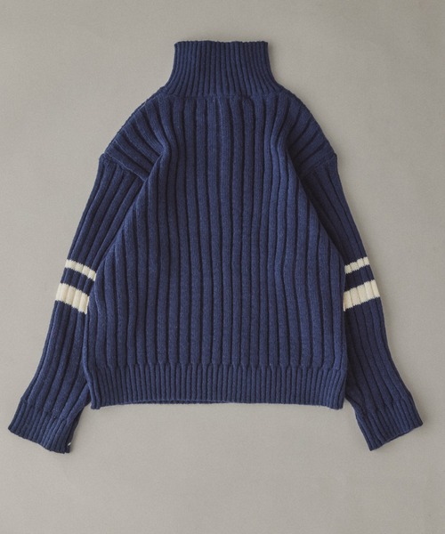 Adoon plain(アドーンプレーン)の「畦編みラインハーフジップニット(ニット/セーター・メンズ・ネイビー/アイボリー・LARGE/MEDIUM)」の19枚目の写真