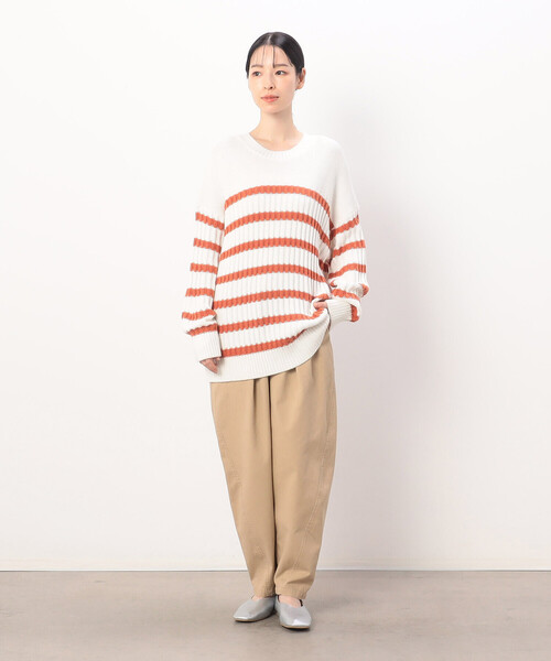 ONIGIRI（オニギリ）の「コットンカツラギ　テーパードパンツ（チノパンツ・レディース・カーキ/ベージュ・MEDIUM/LARGE）」の19枚目の写真