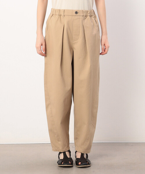ONIGIRI（オニギリ）の「コットンカツラギ　テーパードパンツ（チノパンツ・レディース・カーキ/ベージュ・MEDIUM/LARGE）」の6枚目の写真