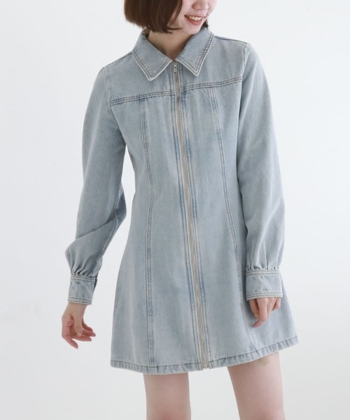 【ねじれ有り】ブラックデニムミニワンピース レースレディース Lace Ladies タイトミニデニムワンピース