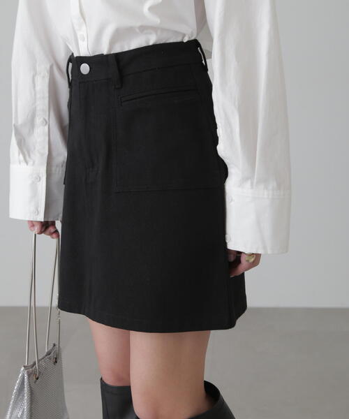 FREE'S MART（フリーズマート）の「【3サイズ展開XS-M】フロントポケットミニスカート【低身長サイズ有】（スカート・レディース・ホワイト/ベージュ/ブラック・MEDIUM/SMALL/X-SMALL）」の5枚目の写真