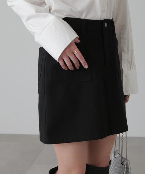 FREE'S MART（フリーズマート）の「【3サイズ展開XS-M】フロントポケットミニスカート【低身長サイズ有】（スカート・レディース・ホワイト/ベージュ/ブラック・MEDIUM/SMALL/X-SMALL）」の6枚目の写真