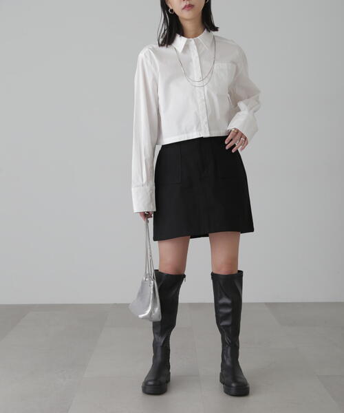 FREE'S MART（フリーズマート）の「【3サイズ展開XS-M】フロントポケットミニスカート【低身長サイズ有】（スカート・レディース・ホワイト/ベージュ/ブラック・MEDIUM/SMALL/X-SMALL）」の7枚目の写真