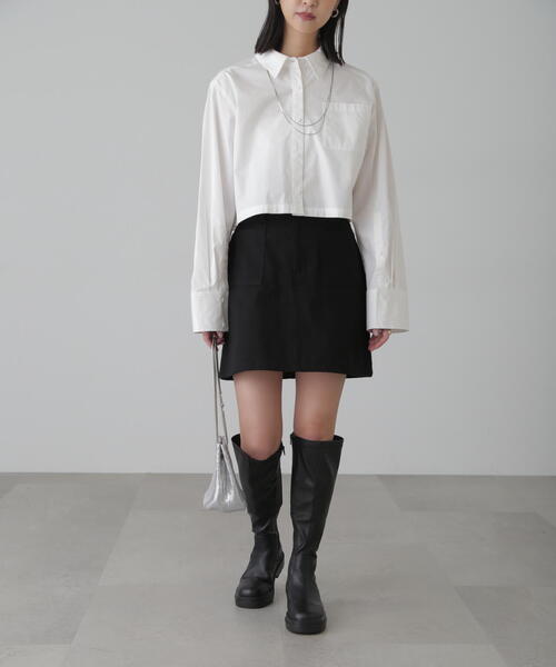 FREE'S MART（フリーズマート）の「【3サイズ展開XS-M】フロントポケットミニスカート【低身長サイズ有】（スカート・レディース・ホワイト/ベージュ/ブラック・MEDIUM/SMALL/X-SMALL）」の8枚目の写真