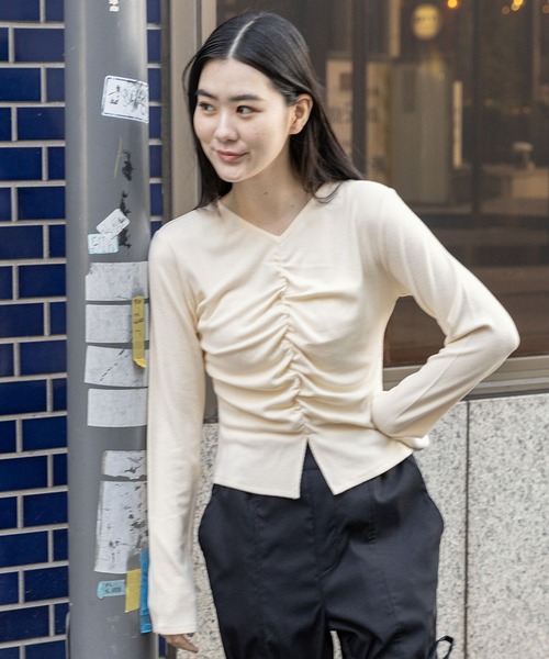 3.3 Field Trip (3.3フィールドトリップ)の「3.3 Field Trip/リブシャーリングロングスリーブT 2995581(Tシャツ/カットソー・レディース・チャコール/ブラック/クリーム・FREE)」の7枚目の写真