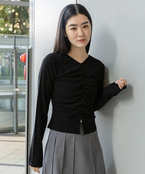 3.3 Field Trip (3.3フィールドトリップ)の「3.3 Field Trip/リブシャーリングロングスリーブT 2995581(Tシャツ/カットソー・レディース・チャコール/ブラック/クリーム・FREE)」の16枚目の写真