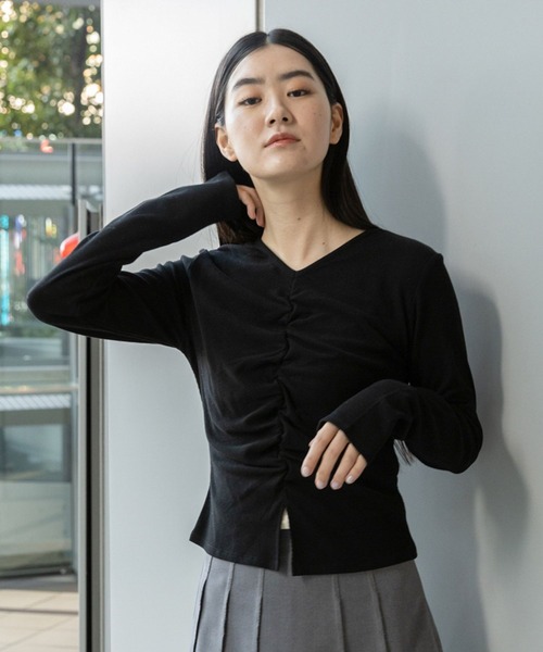 3.3 Field Trip (3.3フィールドトリップ)の「3.3 Field Trip/リブシャーリングロングスリーブT 2995581(Tシャツ/カットソー・レディース・チャコール/ブラック/クリーム・FREE)」の19枚目の写真