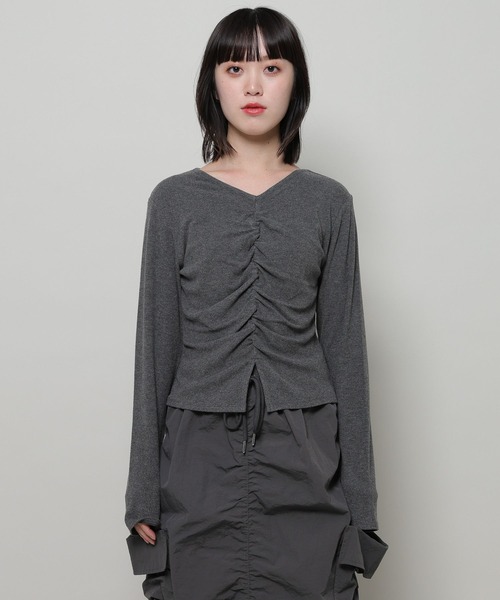 3.3 Field Trip (3.3フィールドトリップ)の「3.3 Field Trip/リブシャーリングロングスリーブT 2995581(Tシャツ/カットソー・レディース・チャコール/ブラック/クリーム・FREE)」の8枚目の写真