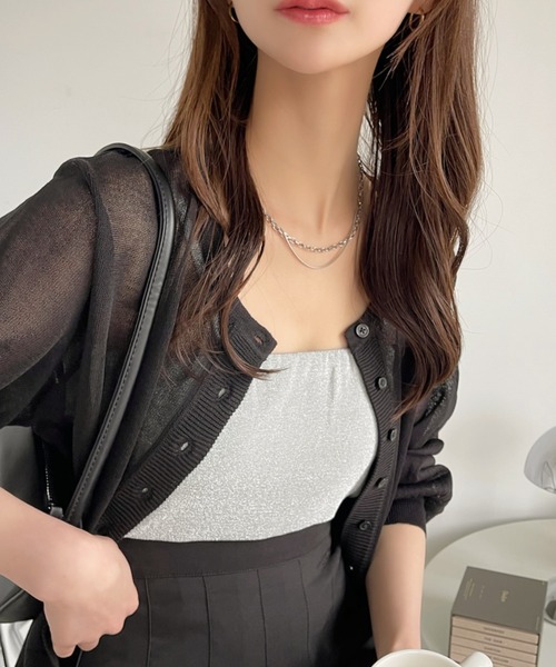 Ada.(エイダ)の「ラメ カットソー インナー キャミ(キャミソール・レディース・ミント/ゴールド/ブルー/シルバー/ブラック・FREE)」の4枚目の写真