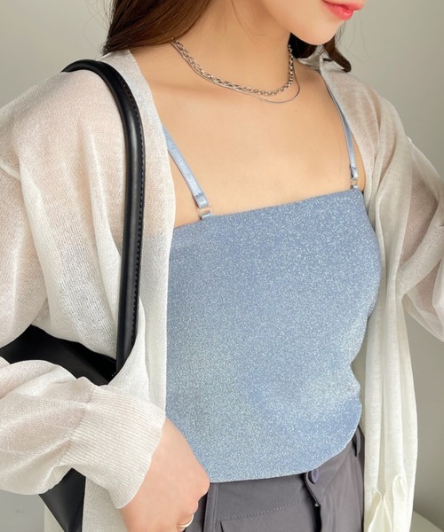 Ada.(エイダ)の「ラメ カットソー インナー キャミ(キャミソール・レディース・ミント/ゴールド/ブルー/シルバー/ブラック・FREE)」の3枚目の写真