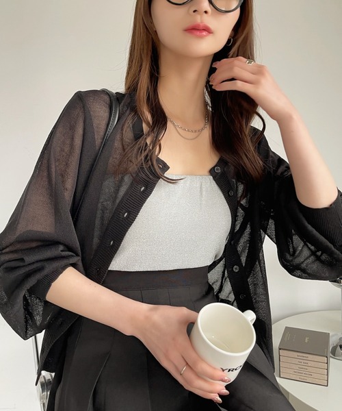 Ada.(エイダ)の「ラメ カットソー インナー キャミ(キャミソール・レディース・ミント/ゴールド/ブルー/シルバー/ブラック・FREE)」の22枚目の写真