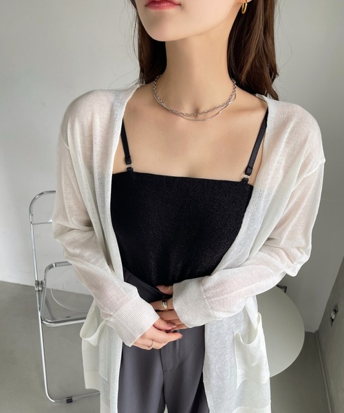 Ada.(エイダ)の「ラメ カットソー インナー キャミ(キャミソール・レディース・ミント/ゴールド/ブルー/シルバー/ブラック・FREE)」の6枚目の写真