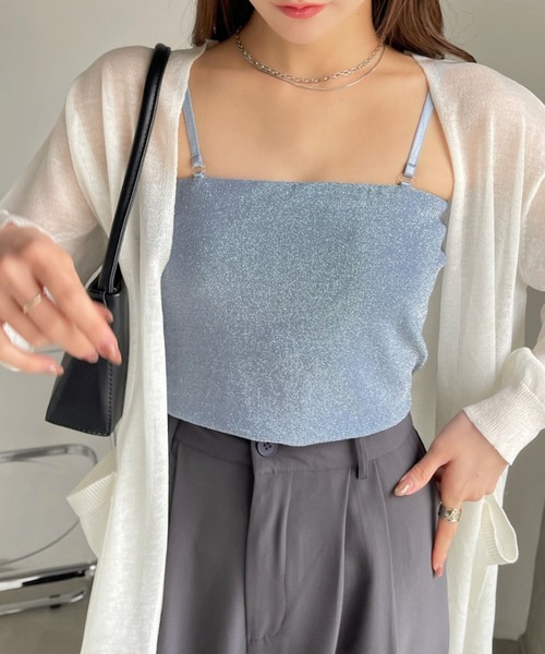 Ada.(エイダ)の「ラメ カットソー インナー キャミ(キャミソール・レディース・ミント/ゴールド/ブルー/シルバー/ブラック・FREE)」の14枚目の写真