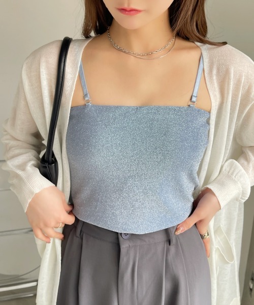 Ada.(エイダ)の「ラメ カットソー インナー キャミ(キャミソール・レディース・ミント/ゴールド/ブルー/シルバー/ブラック・FREE)」の15枚目の写真