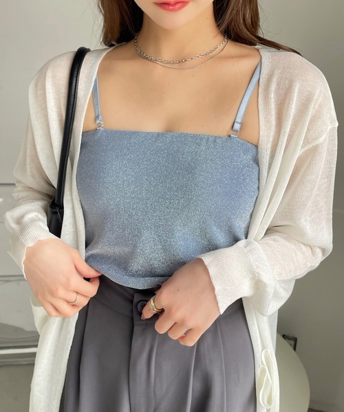 Ada.(エイダ)の「ラメ カットソー インナー キャミ(キャミソール・レディース・ミント/ゴールド/ブルー/シルバー/ブラック・FREE)」の16枚目の写真