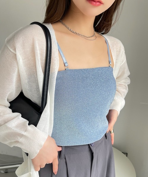 Ada.(エイダ)の「ラメ カットソー インナー キャミ(キャミソール・レディース・ミント/ゴールド/ブルー/シルバー/ブラック・FREE)」の18枚目の写真
