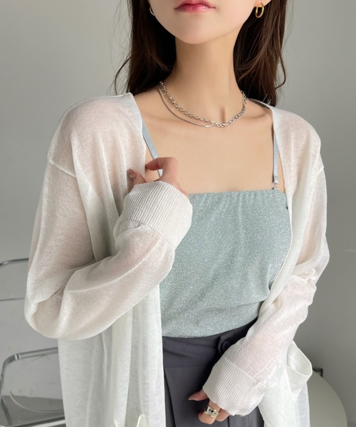 Ada.(エイダ)の「ラメ カットソー インナー キャミ(キャミソール・レディース・ミント/ゴールド/ブルー/シルバー/ブラック・FREE)」の13枚目の写真