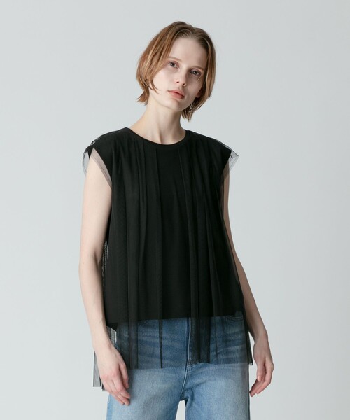 allureville（アルアバイル）の「シアーオーバープルオーバー（Tシャツ/カットソー・レディース・オフホワイト/ライトグレー/ブラック・2）」の2枚目の写真