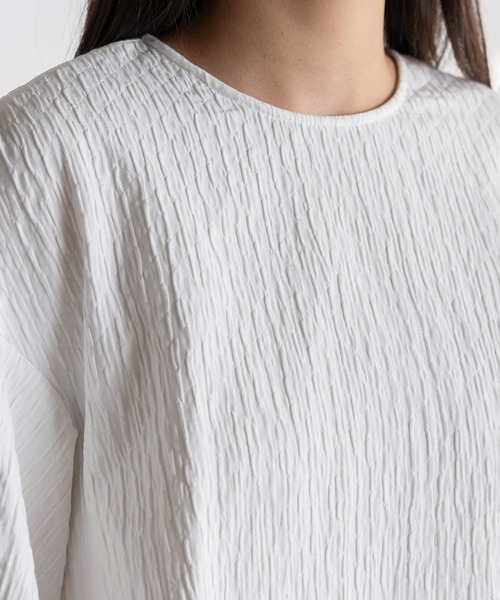 EUCLAID（エウクレイド）の「ふくれジャカードブラウス（シャツ/ブラウス・レディース・ブラック/ホワイト・38）」の6枚目の写真