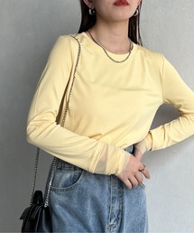 Thevon | 袖先シアー切替リブプルオーバー(Tシャツ/カットソー)