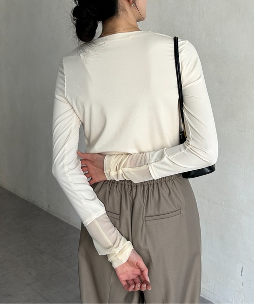 Thevon（ゼボン）の「袖先シアー切替リブプルオーバー（Tシャツ/カットソー・レディース・イエロー/アイボリー/ブラック・FREE）」の12枚目の写真