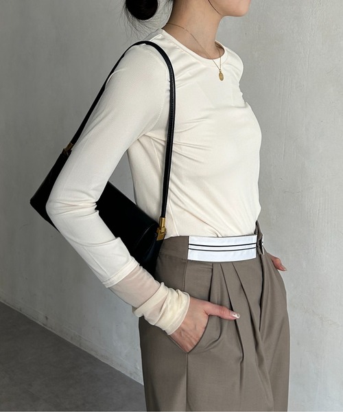 Thevon（ゼボン）の「袖先シアー切替リブプルオーバー（Tシャツ/カットソー・レディース・イエロー/アイボリー/ブラック・FREE）」の13枚目の写真