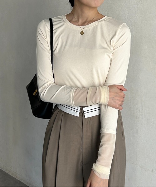 Thevon（ゼボン）の「袖先シアー切替リブプルオーバー（Tシャツ/カットソー・レディース・イエロー/アイボリー/ブラック・FREE）」の14枚目の写真