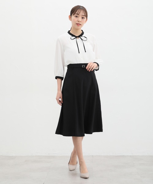 Honeys（ハニーズ）の「ベルト付フレアスカート（スカート・レディース・ベージュ/ネイビー/グレイッシュベージュ/ブラック・M/S/3L/LL/L）」の5枚目の写真