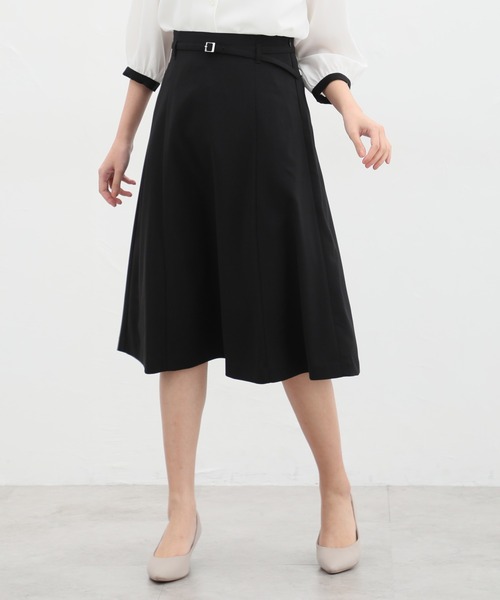 Honeys（ハニーズ）の「ベルト付フレアスカート（スカート・レディース・ベージュ/ネイビー/グレイッシュベージュ/ブラック・M/S/3L/LL/L）」の6枚目の写真