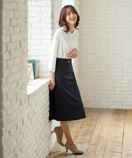 Honeys（ハニーズ）の「ベルト付フレアスカート（スカート・レディース・ベージュ/ネイビー/グレイッシュベージュ/ブラック・M/S/3L/LL/L）」の8枚目の写真