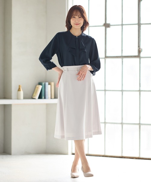 Honeys（ハニーズ）の「ベルト付フレアスカート（スカート・レディース・ベージュ/ネイビー/グレイッシュベージュ/ブラック・M/S/3L/LL/L）」の11枚目の写真