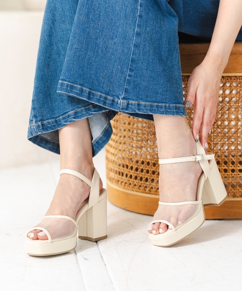 attagirl(アタガール)の「厚底ヒールアンクルストラップサンダル(サンダル・レディース・ホワイト系その他/ブラック系その他/アイボリー/ブラック/シルバー・S/M/L/LL)」の3枚目の写真