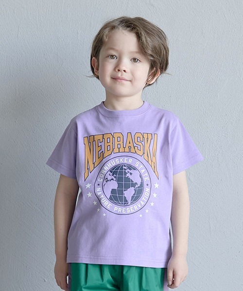 b・ROOM（ビールーム）の「【型崩れしないやわらかコットン】選べる8パターンオリジナルプリントTシャツ（Tシャツ/カットソー・キッズ・オフホワイト/ブルー/バイオレット/トップグレー/ライトベージュ/ブルーグリーン/ブラック/マスタード・110cm/140cm/120cm/100cm/130cm/150cm）」の8枚目の写真