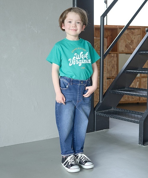 b・ROOM（ビールーム）の「【型崩れしないやわらかコットン】選べる8パターンオリジナルプリントTシャツ（Tシャツ/カットソー・キッズ・オフホワイト/ブルー/バイオレット/トップグレー/ライトベージュ/ブルーグリーン/ブラック/マスタード・110cm/140cm/120cm/100cm/130cm/150cm）」の14枚目の写真