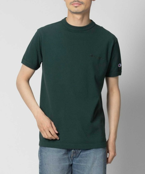 Champion（チャンピオン）の「Champion(チャンピオン)ワンポイントカノコ半袖Tシャツ（Tシャツ/カットソー・メンズ・ダークグリーン/ホワイト/ブラック・M/L/XL）」の3枚目の写真