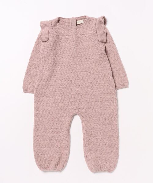 【セール】/Quincy Mae/LONG SLEEVE MIRA KNIT ROMPER || MAUVE（その他ベビー用品）｜Quincy Mae（クインシーメイ）