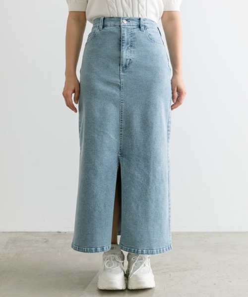 OLIVE des OLIVE（オリーブデオリーブ）の「ストレッチデニムロングスカート　1041010150（デニムスカート・レディース・サックスブルー/インディゴブルー・FREE）」の3枚目の写真