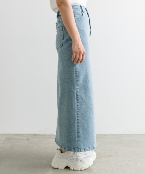 OLIVE des OLIVE（オリーブデオリーブ）の「ストレッチデニムロングスカート　1041010150（デニムスカート・レディース・サックスブルー/インディゴブルー・FREE）」の4枚目の写真
