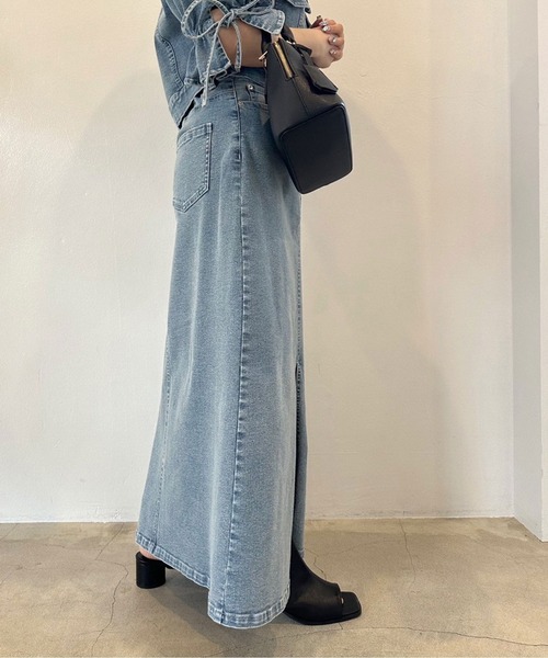 OLIVE des OLIVE（オリーブデオリーブ）の「ストレッチデニムロングスカート　1041010150（デニムスカート・レディース・サックスブルー/インディゴブルー・FREE）」の11枚目の写真