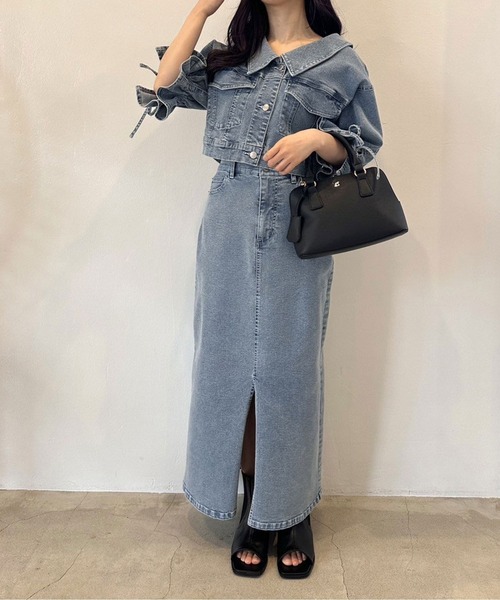 OLIVE des OLIVE（オリーブデオリーブ）の「ストレッチデニムロングスカート　1041010150（デニムスカート・レディース・サックスブルー/インディゴブルー・FREE）」の13枚目の写真