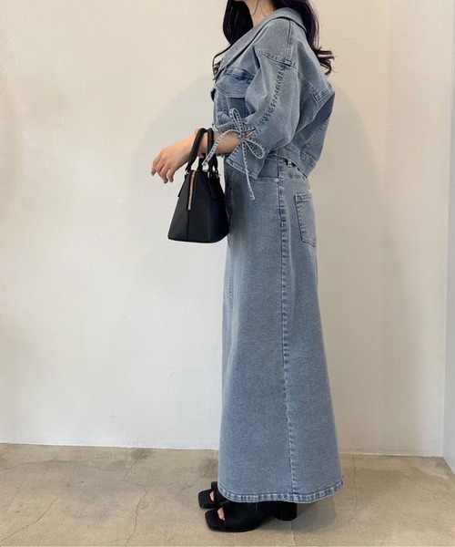 OLIVE des OLIVE（オリーブデオリーブ）の「ストレッチデニムロングスカート　1041010150（デニムスカート・レディース・サックスブルー/インディゴブルー・FREE）」の14枚目の写真